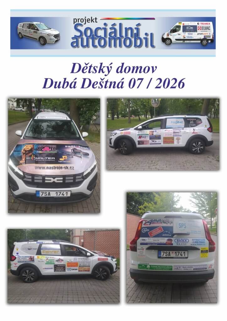 Plakát projektu Sociální automobil, Dětský domov Dubá-Deštná 07/2026
